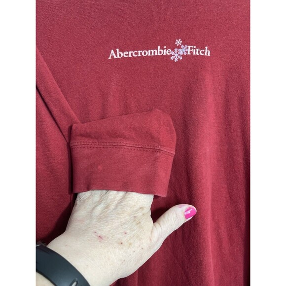 Abercrombie Fitch VTG Spellout Y2K Snowflake Shirt Mens XL Red Lng slv - Picture 10 of 10